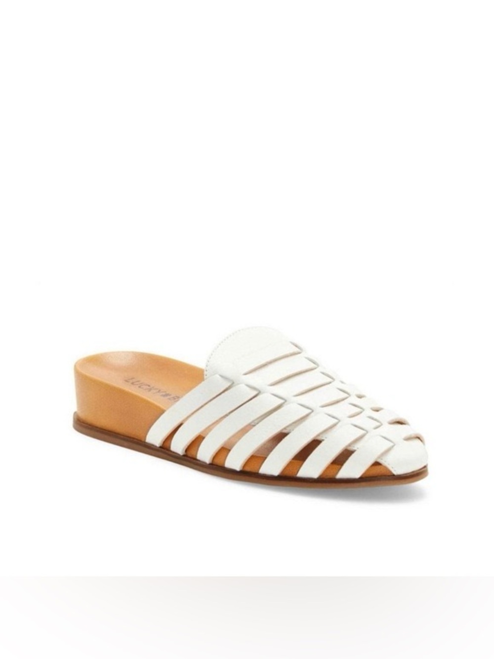 Lucky Brand Doerid White Saddle Leather Slide Mule